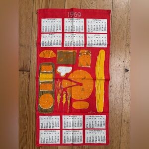 Vintage 1969 Vera Linen Calendar Tea Towel